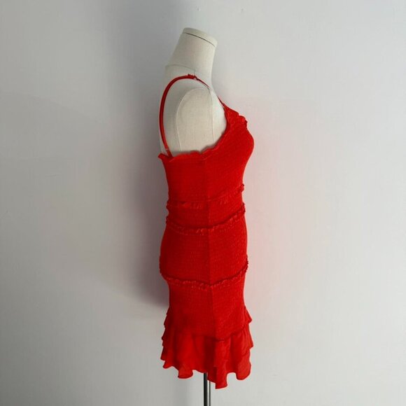 Olivaceous Smocked Ruffle Mini Dress | Red/Orange | Women’s Size Small - Picture 2 of 4